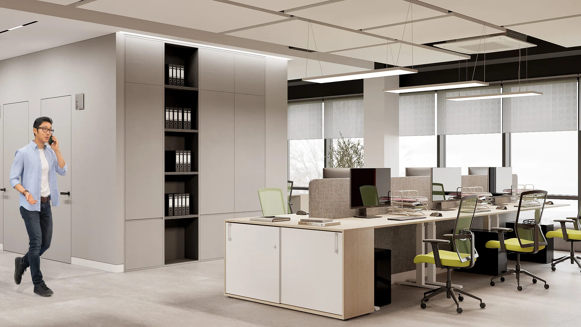 SWIXX office render: open office with a walkway — SAD studio