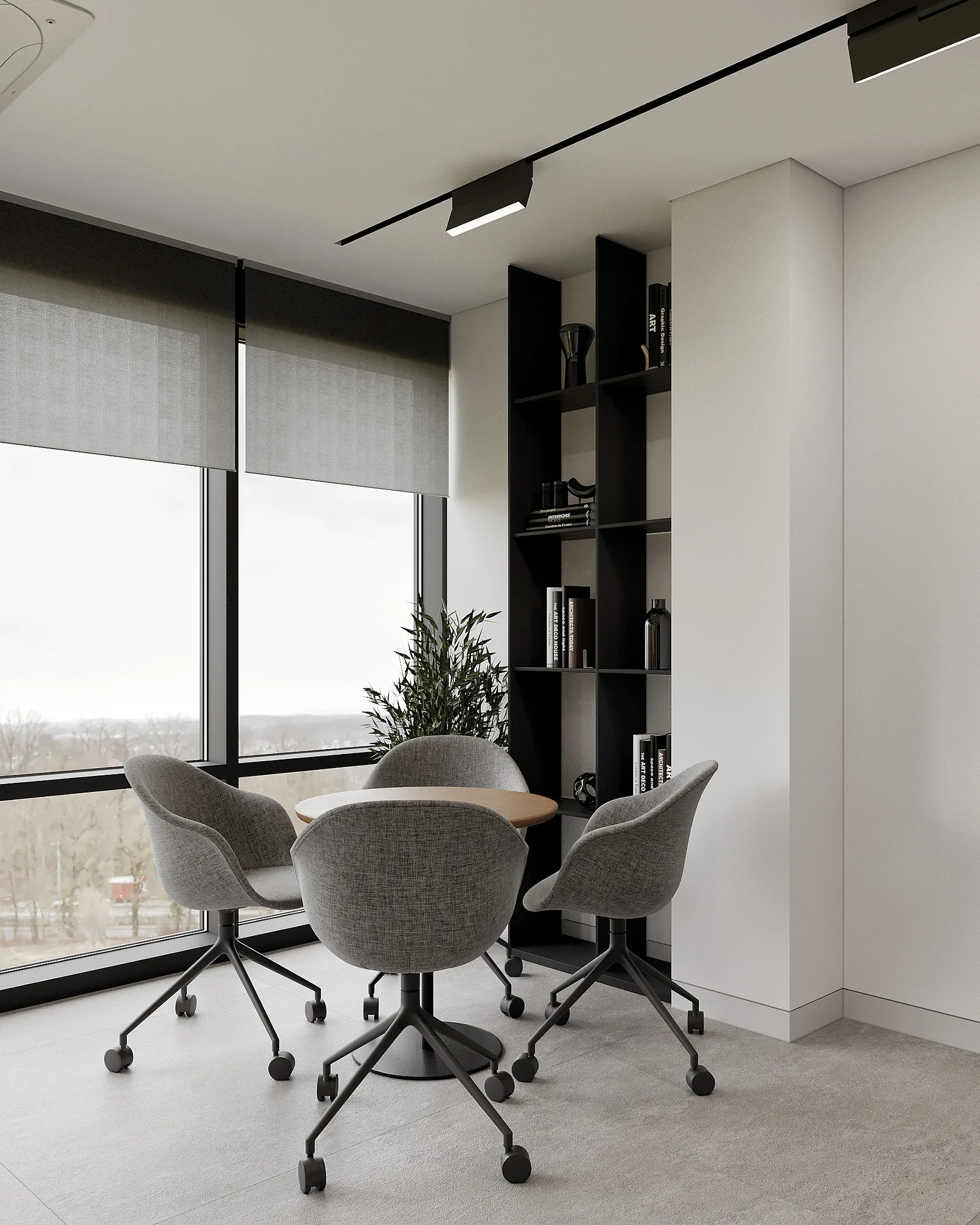 SWIXX office render: meeting corner by the window — SAD studio