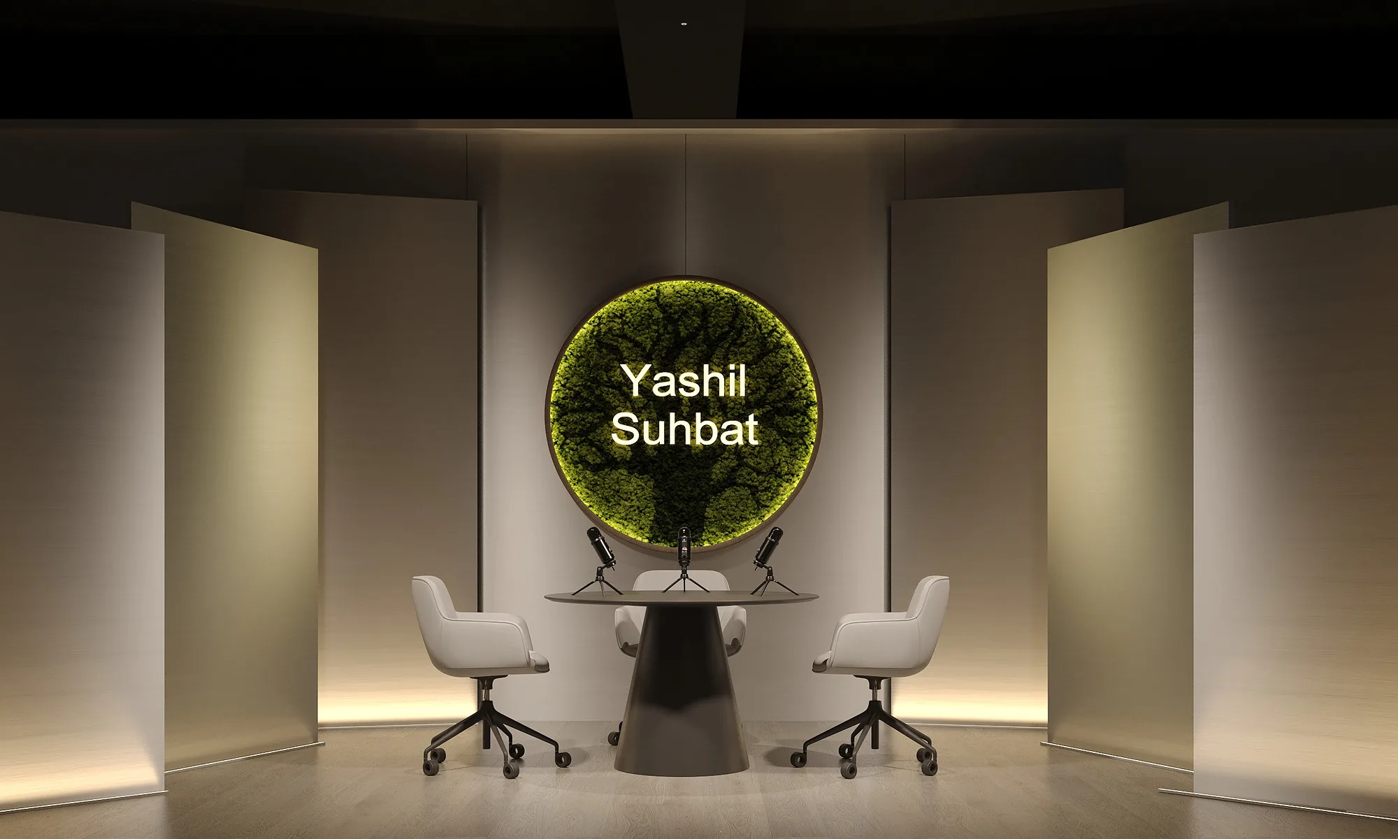 UzReport TV studios render: Yashil Suhbat set, light option — SAD studio