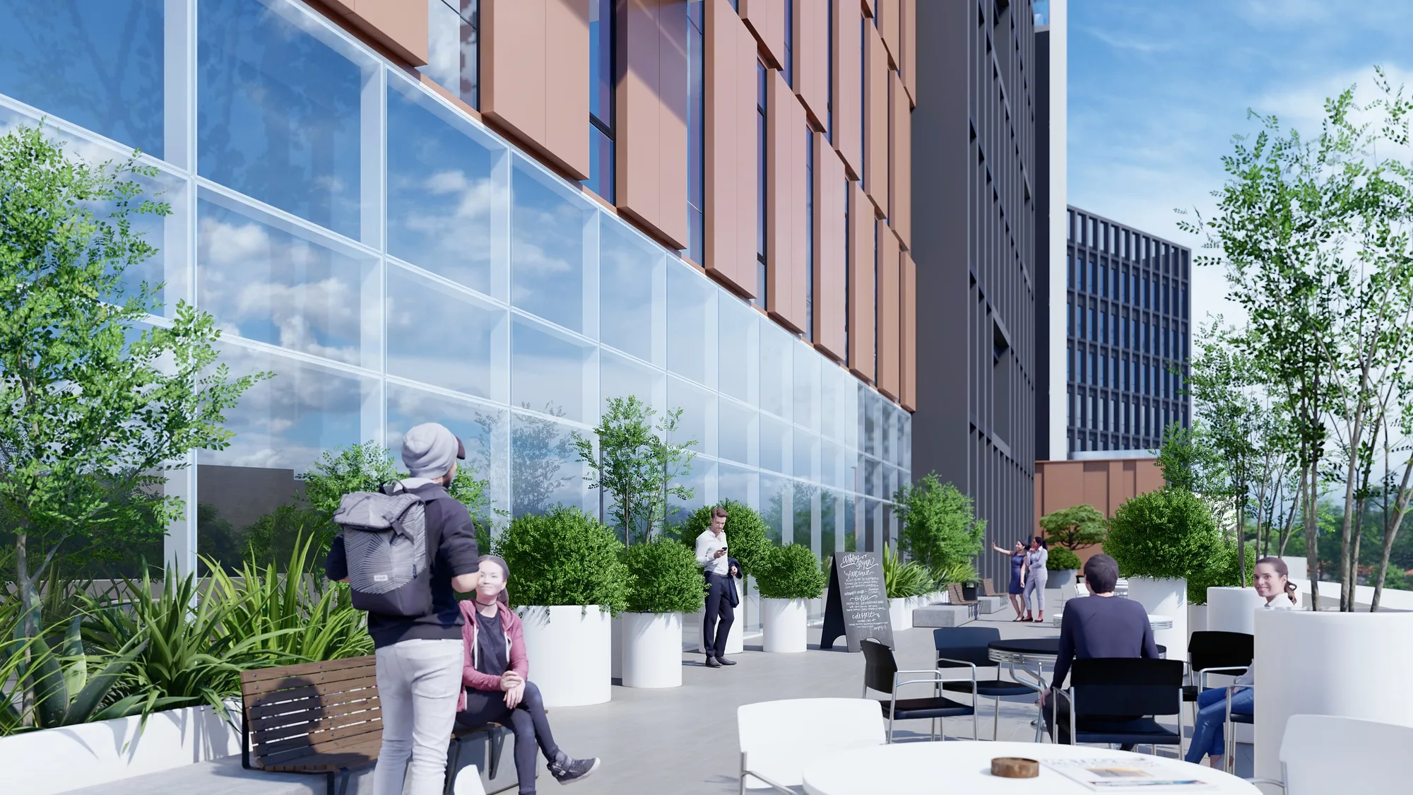 Design visualisation: the planted terrace by the glazing